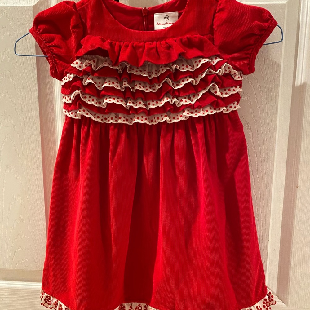 Hanna Andersson red corduroy dress size 100 (4)